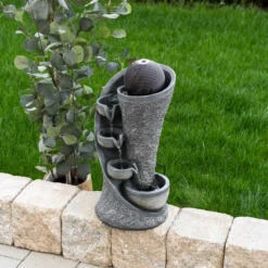 Solar Design Gartenbrunnen mit Wasserquelle und Kaskade