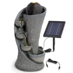 Solar Design Gartenbrunnen mit Wasserquelle und Kaskade