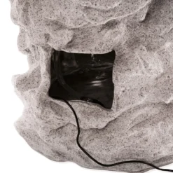 Solar Fels-Kaskadenbrunnen hell mit LED-Beleuchtung