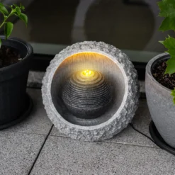 Solar Felssteinbrunnen mit LED-Beleuchtung