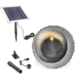 Solar Felssteinbrunnen mit LED-Beleuchtung