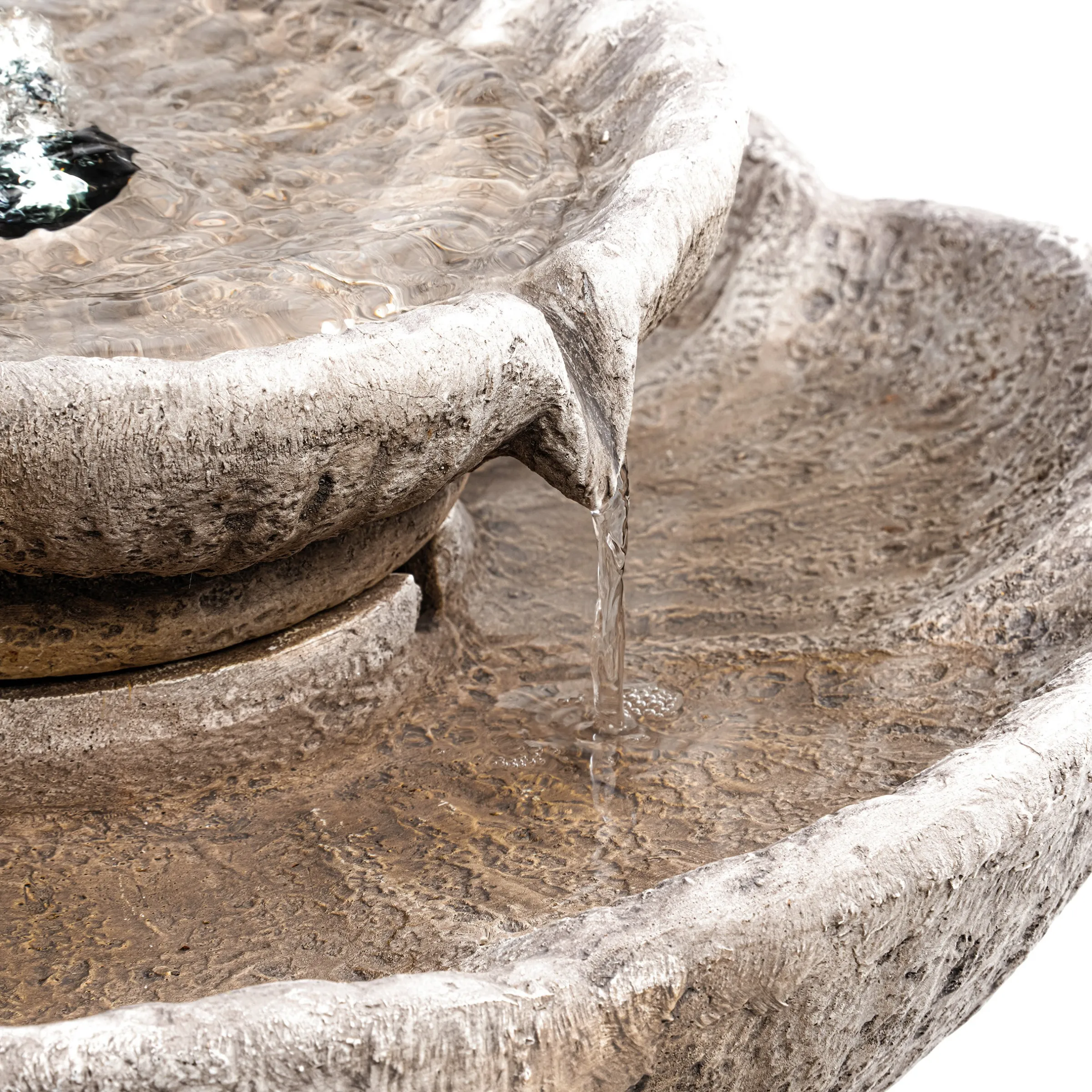 Solar Gartenbrunnen mit Vogelpaar und LED-Beleuchtung