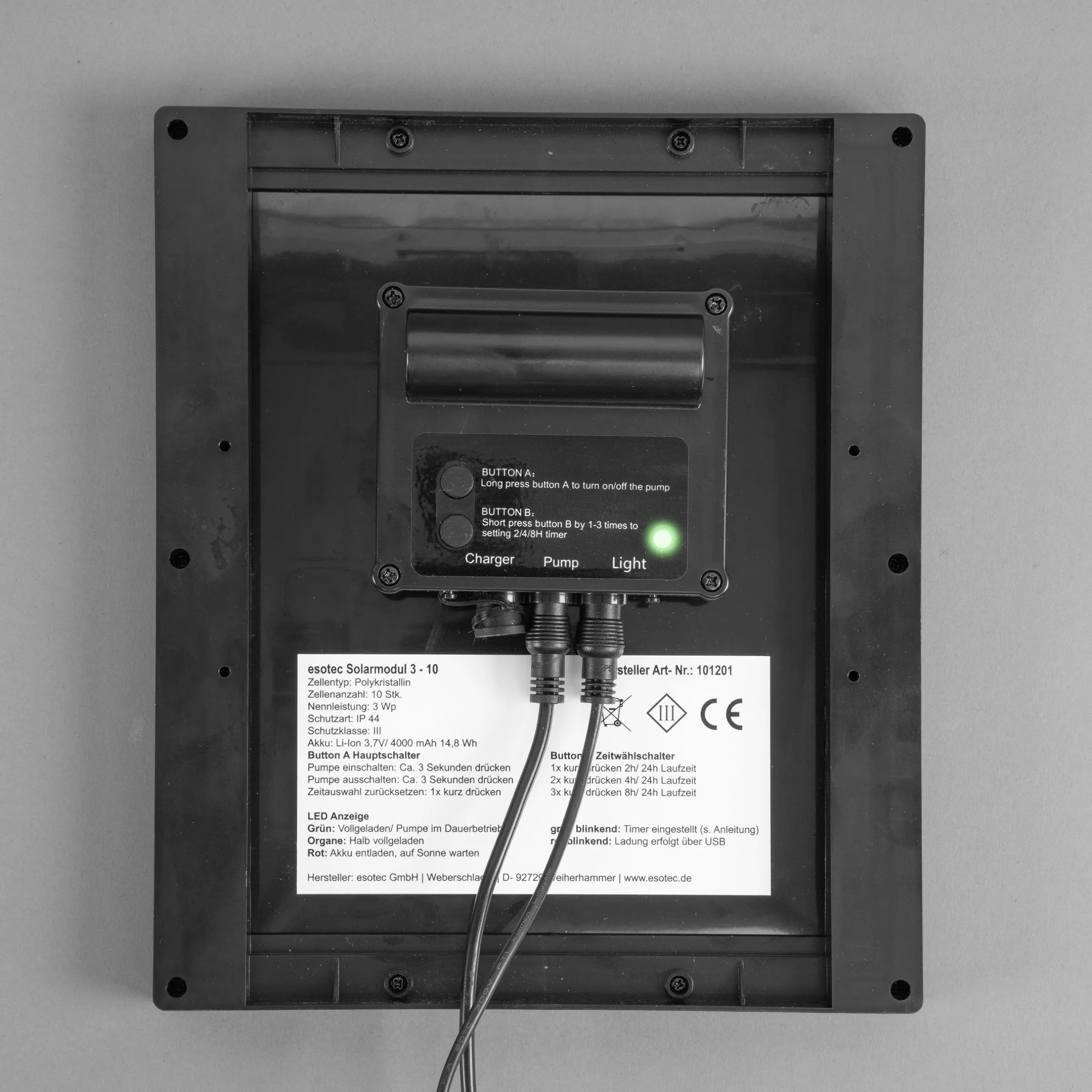Solar Gartenbrunnen mit Vogelpaar und LED-Beleuchtung