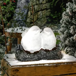 Solar Gartendeko Vogelpärchen auf Baumstamm