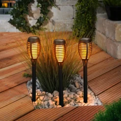 Solar Gartenfackel Lorenzo im 3er-Set