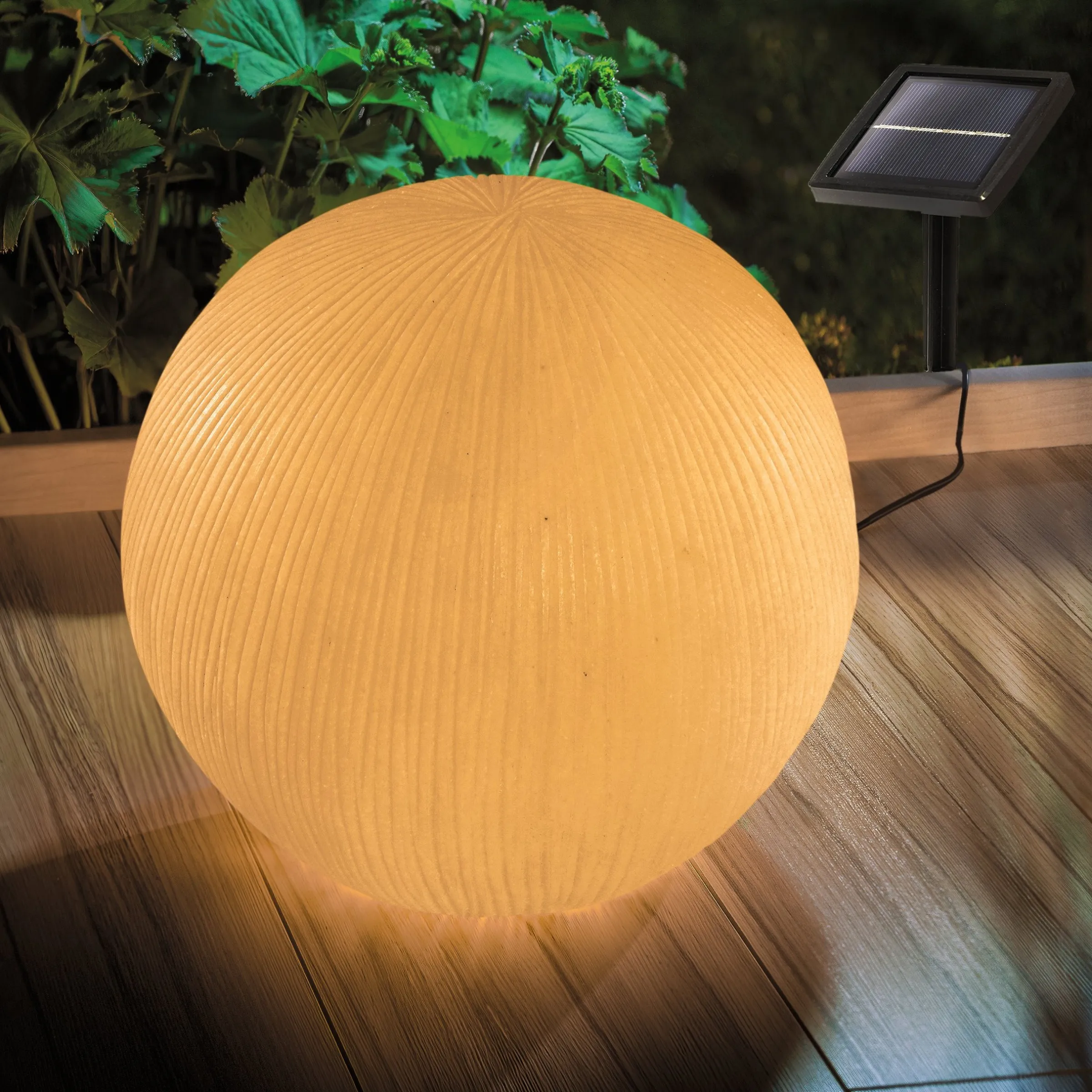Solar Gartenkugel ⌀ 26 cm in besonderer Sandsteinoptik