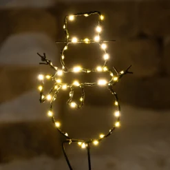 Solar Gartenstecker Schneemann mit 60 warmweißen LEDs