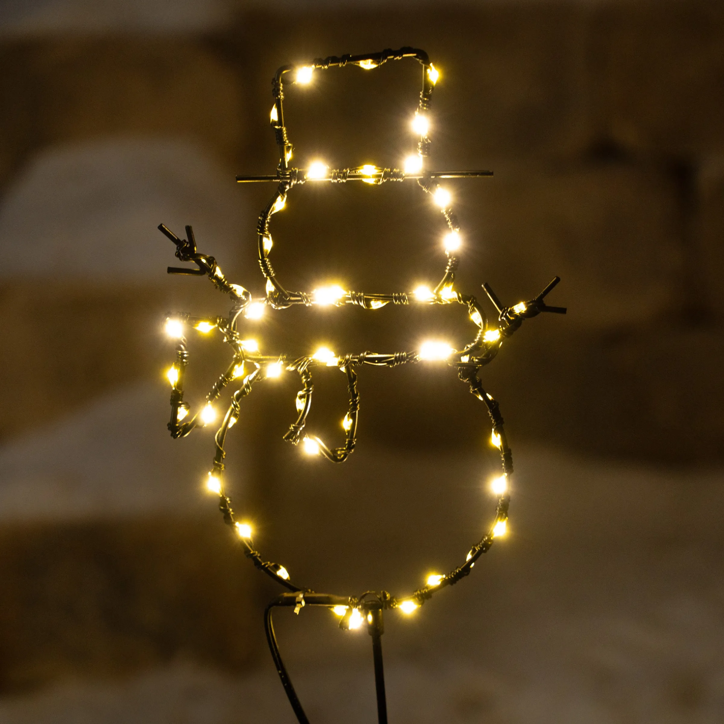 Solar Gartenstecker Schneemann mit 60 warmweißen LEDs