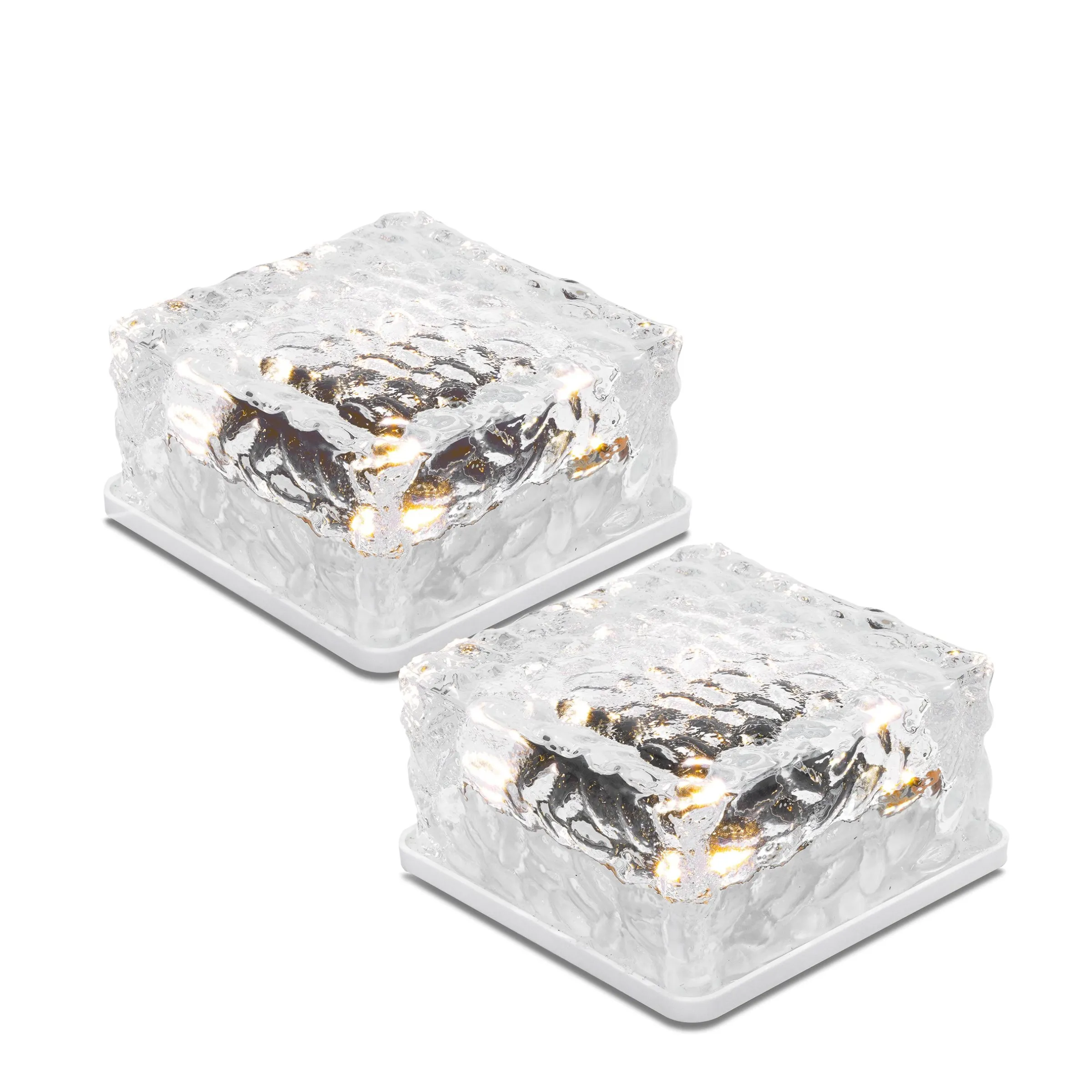 Solar Glas Leucht- & Pflastersteine im 2er-Set DuoColor