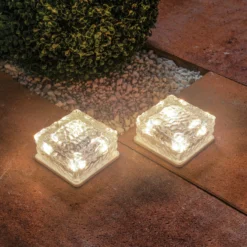 Solar Glas Leucht- & Pflastersteine im 2er-Set DuoColor
