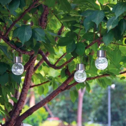 Solar Hängeleuchten 3er-Set Crackle Balls kaltweiß