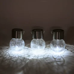 Solar Hängeleuchten 3er-Set Crackle Balls kaltweiß