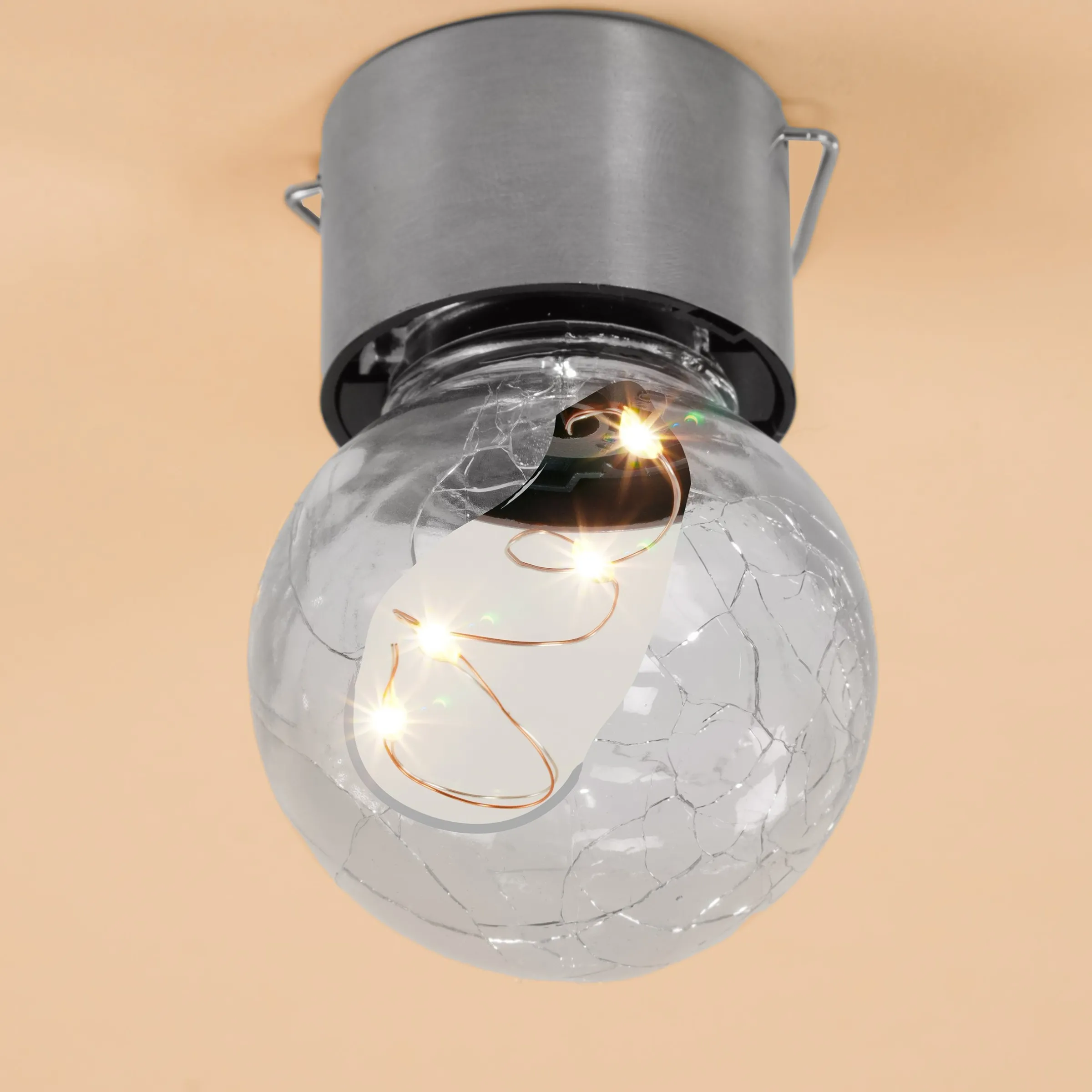 Solar Hängeleuchten 3er-Set Crackle Balls warmweiß