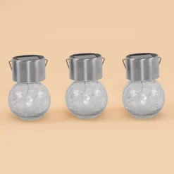 Solar Hängeleuchten 3er-Set Crackle Balls warmweiß