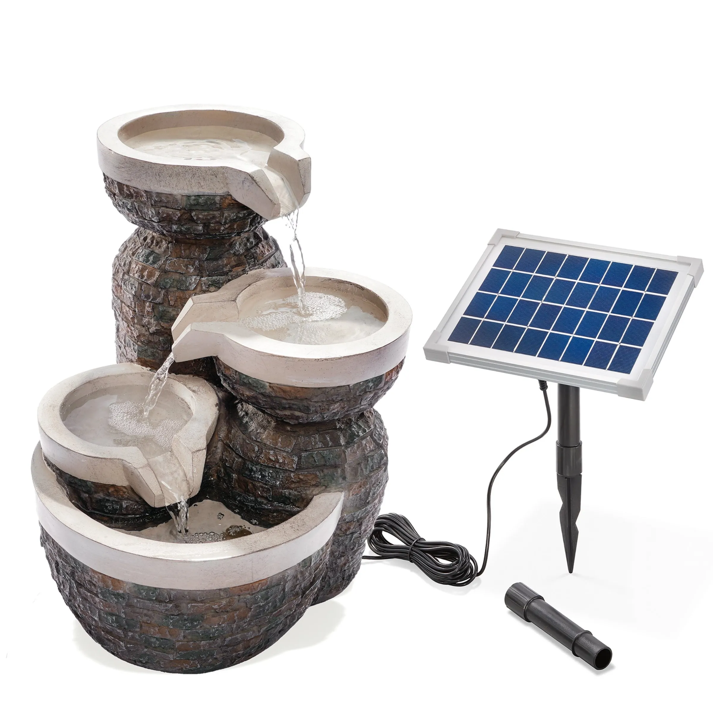 Solar Kaskadenbrunnen Bowl Fountain mit Direktbetrieb