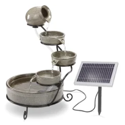Solar Kaskadenbrunnen Firenze aus Keramik - grau