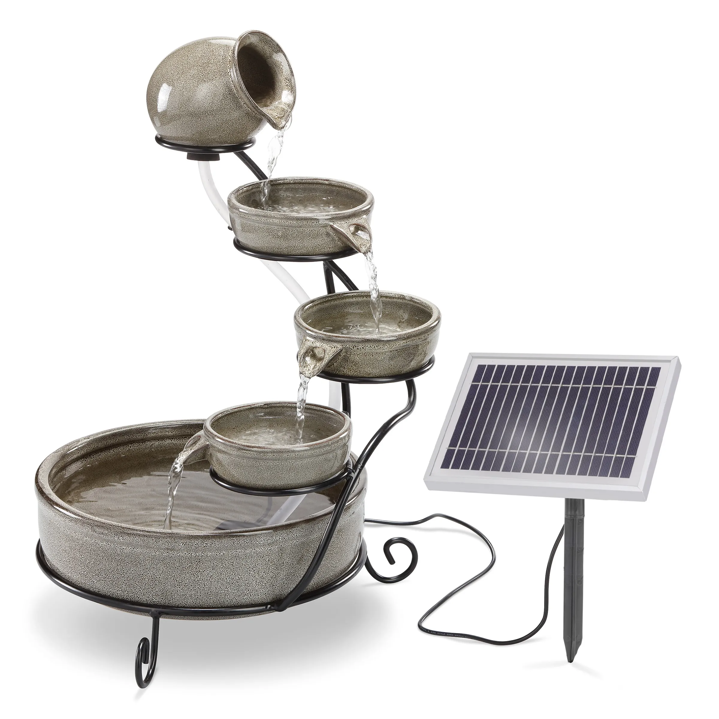 Solar Kaskadenbrunnen Firenze aus Keramik - grau