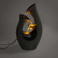 Solar Kaskadenbrunnen im Granit Steindesign mit LED Licht