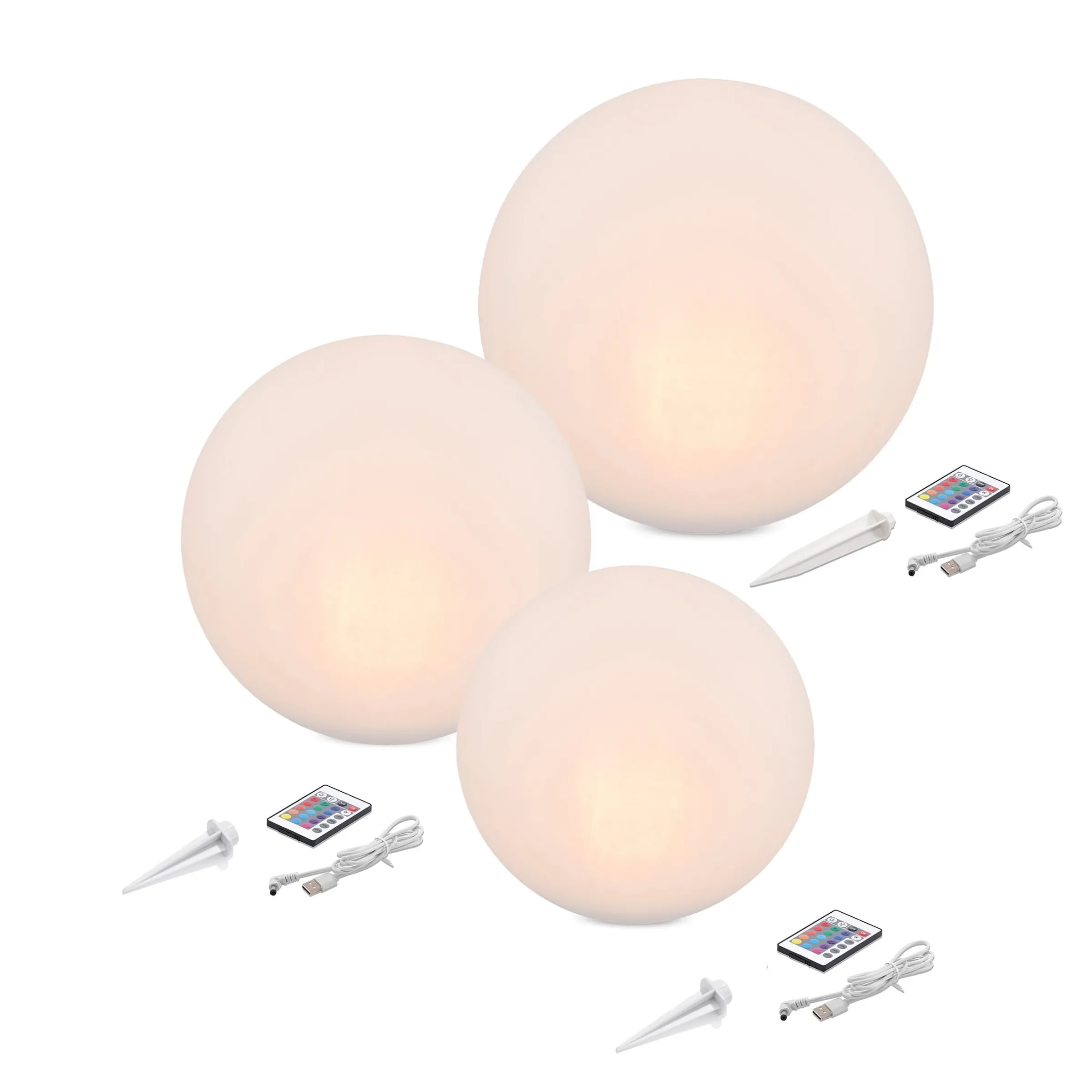 Solarkugeln Siena im 3er-Set - ⌀ 20, 30 und 40 cm