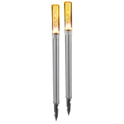 Solar LED Steckleuchtenset Twins 2er Set bernsteinfarben