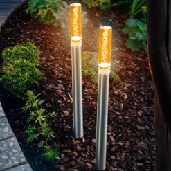 Solar LED Steckleuchtenset Twins 2er Set bernsteinfarben