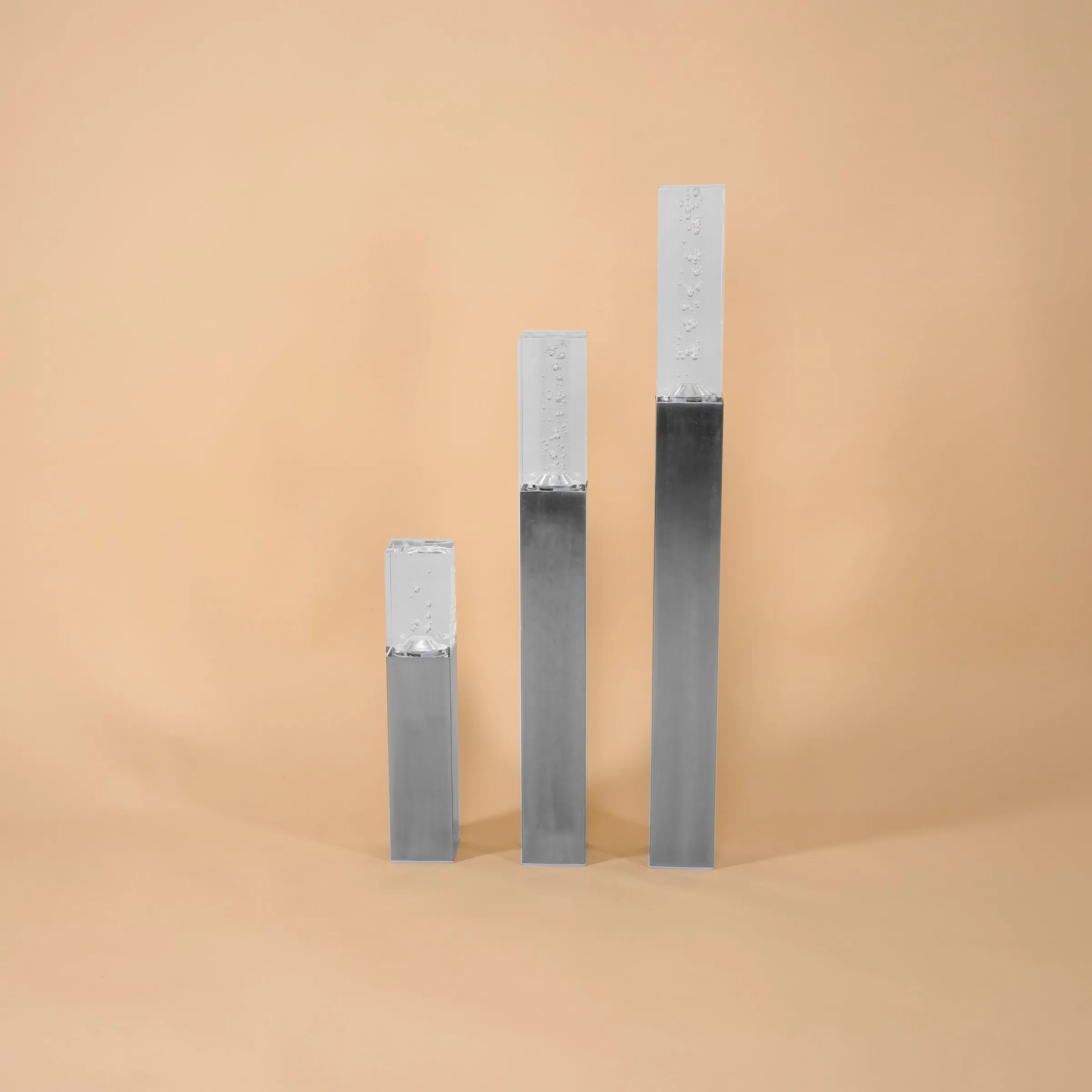 Solarleuchte Bubble Tower im 3er-Set aus Edelstahl