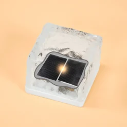 Solar Leuchtstein 2er Set mit bernstein LED-Licht