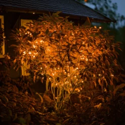 Solar Lichterkette mit 60 bernsteinfarbenen LEDs
