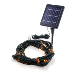 Solar Lichternetz mit 144 bernsteinfarbenen LEDs