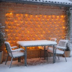 Solar Lichternetz mit 144 bernsteinfarbenen LEDs