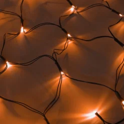Solar Lichternetz mit 144 bernsteinfarbenen LEDs