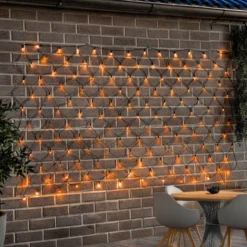Solar Lichternetz mit 144 bernsteinfarbenen LEDs