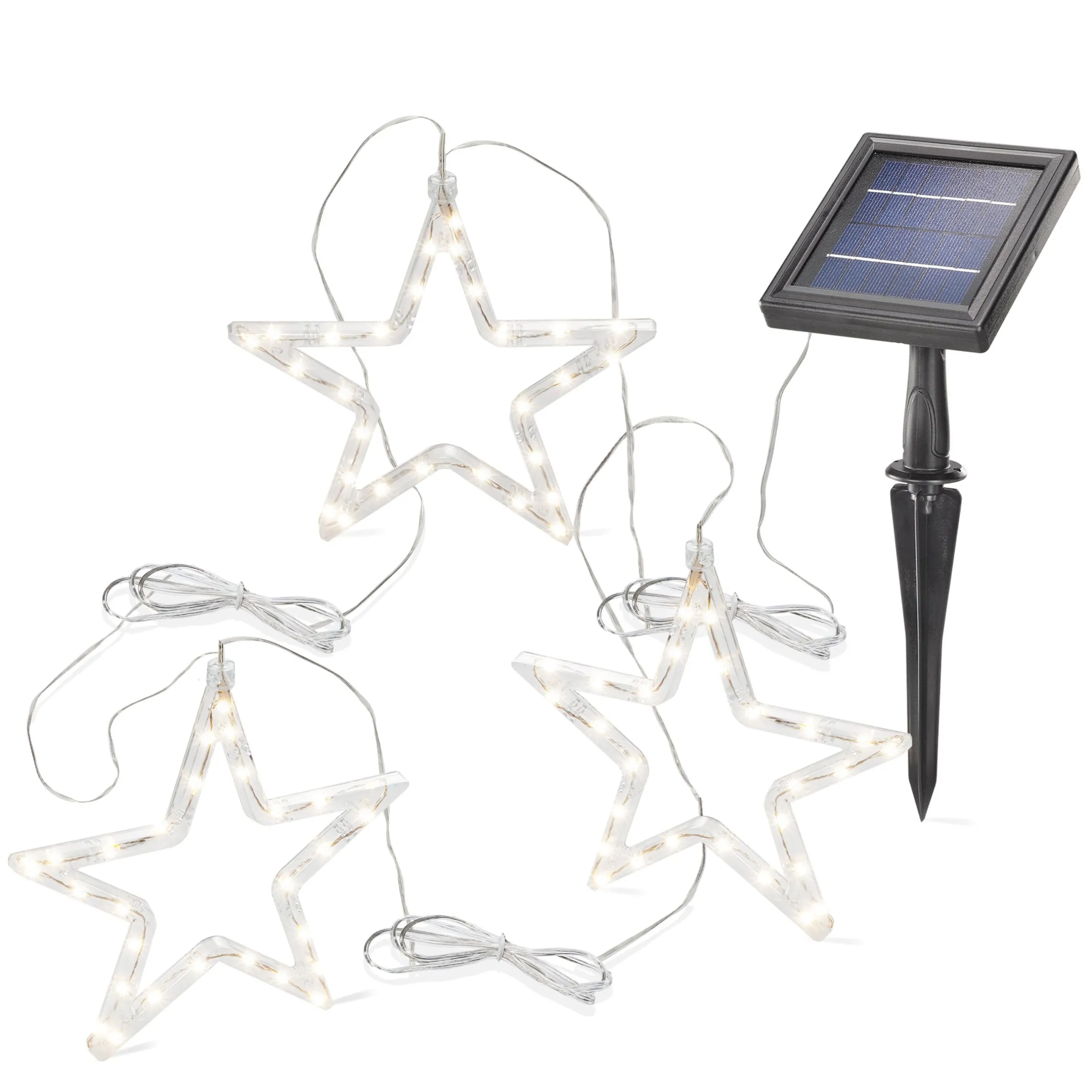Solar Lichtervorhang Sternenregen mit 3 Sternen