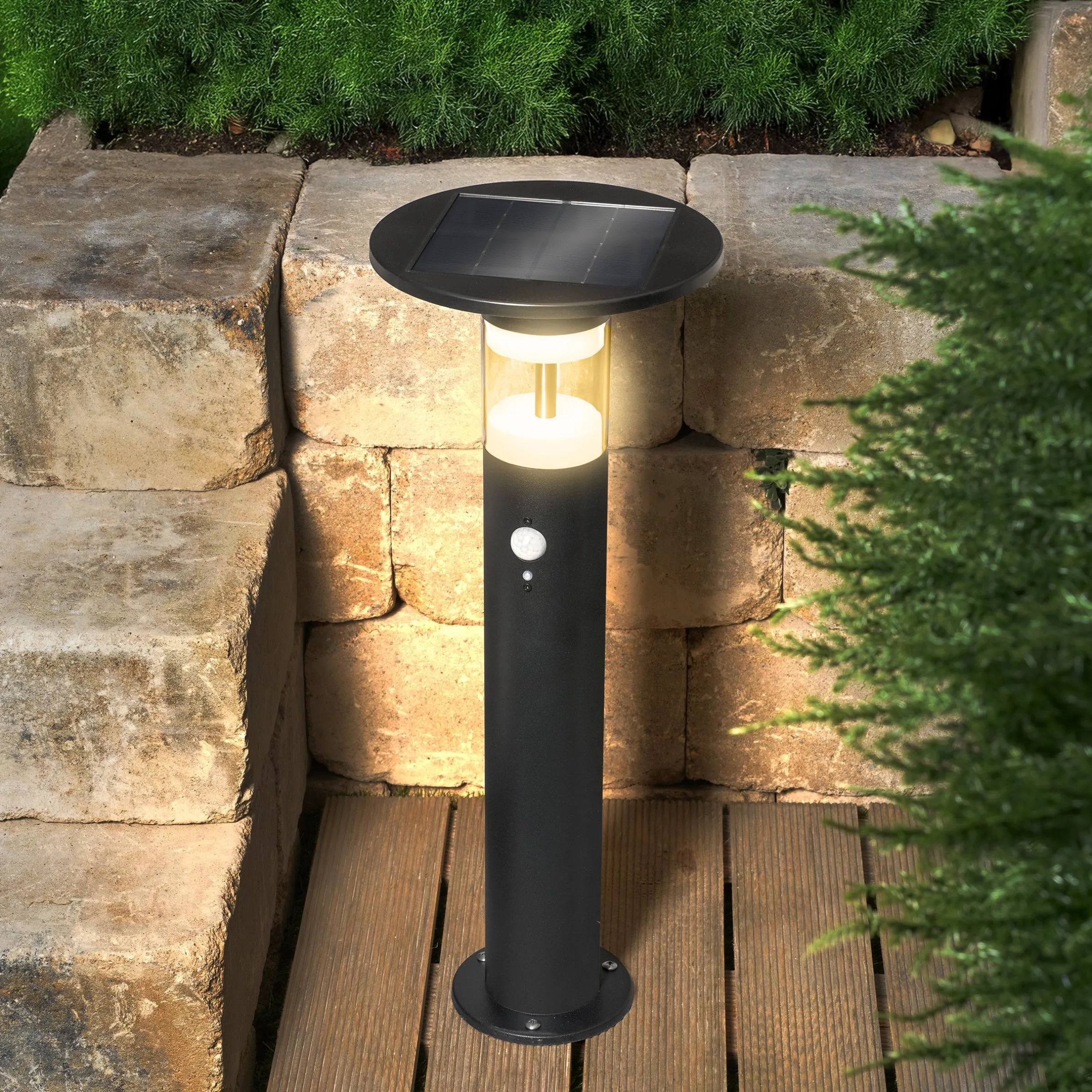 Solar PIR-Standleuchte Amelia 53 cm, schwarz