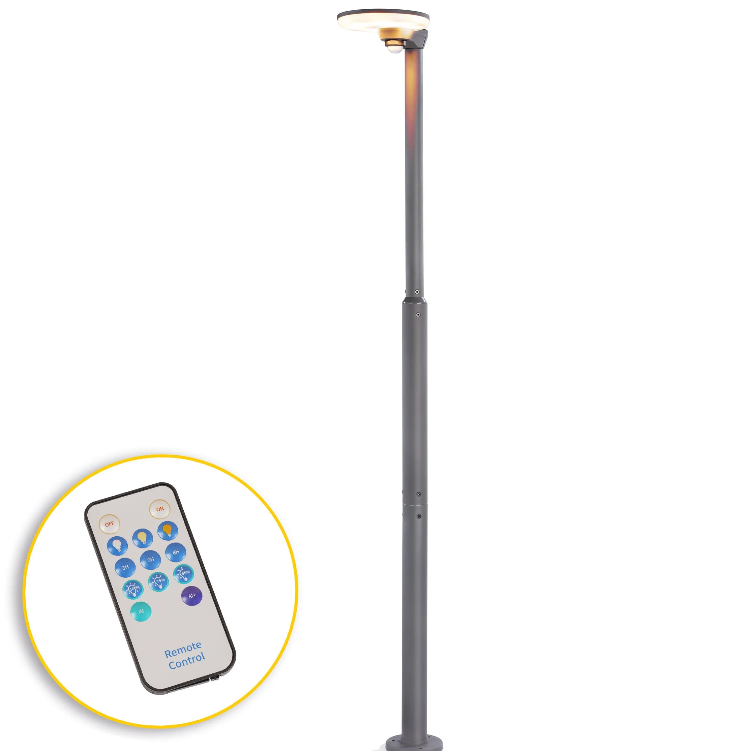 Solar PIR-Standleuchte Loretto 200 CCT & AI Modus