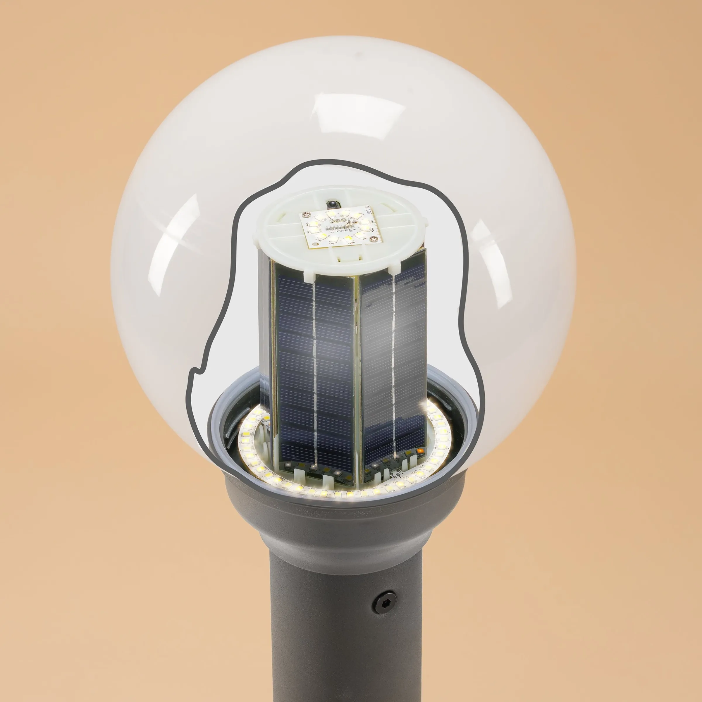 Solar Pollerleuchte mit Leuchtkugel ⌀ 20 cm