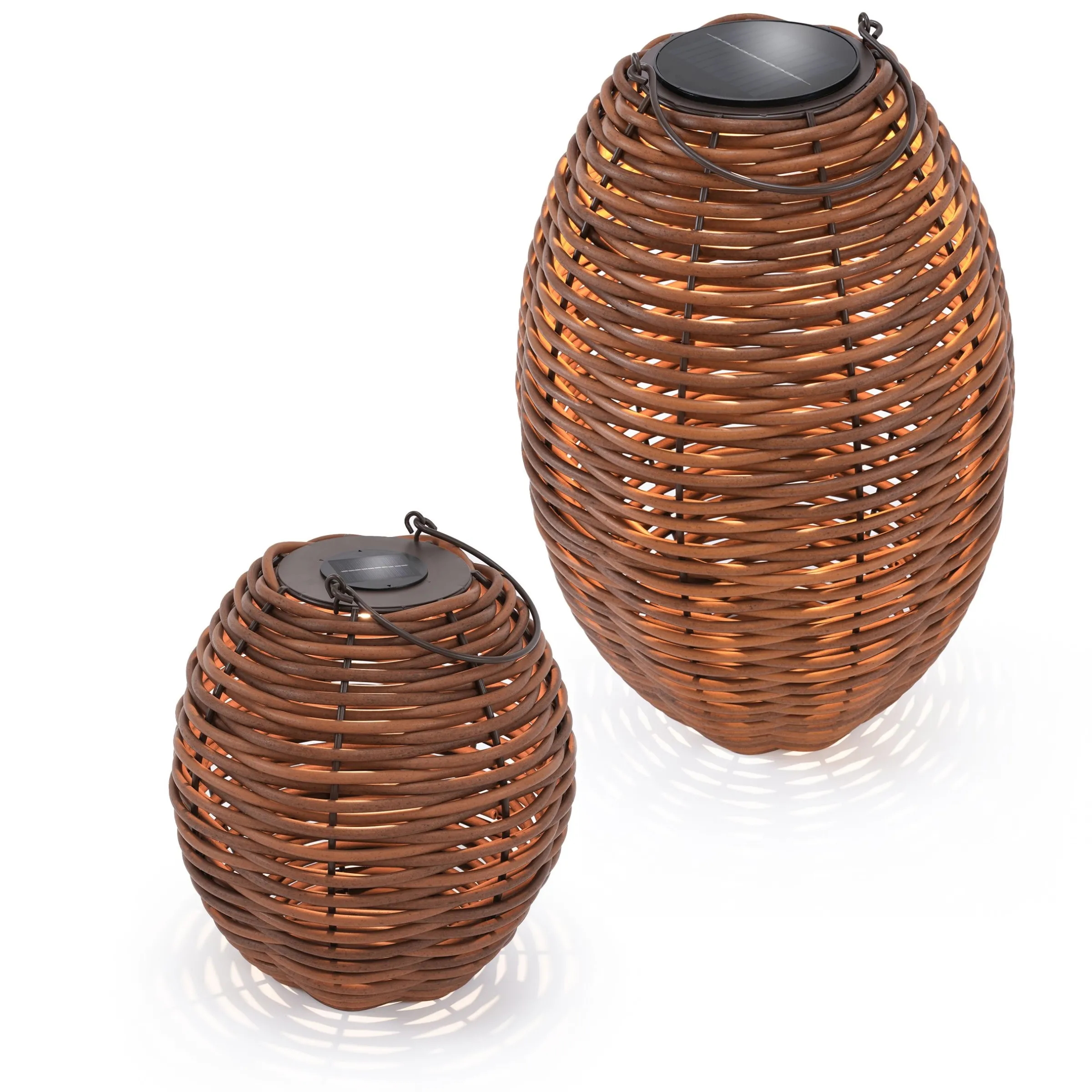 Solar Rattan Windlichter Victoria im 2er Set