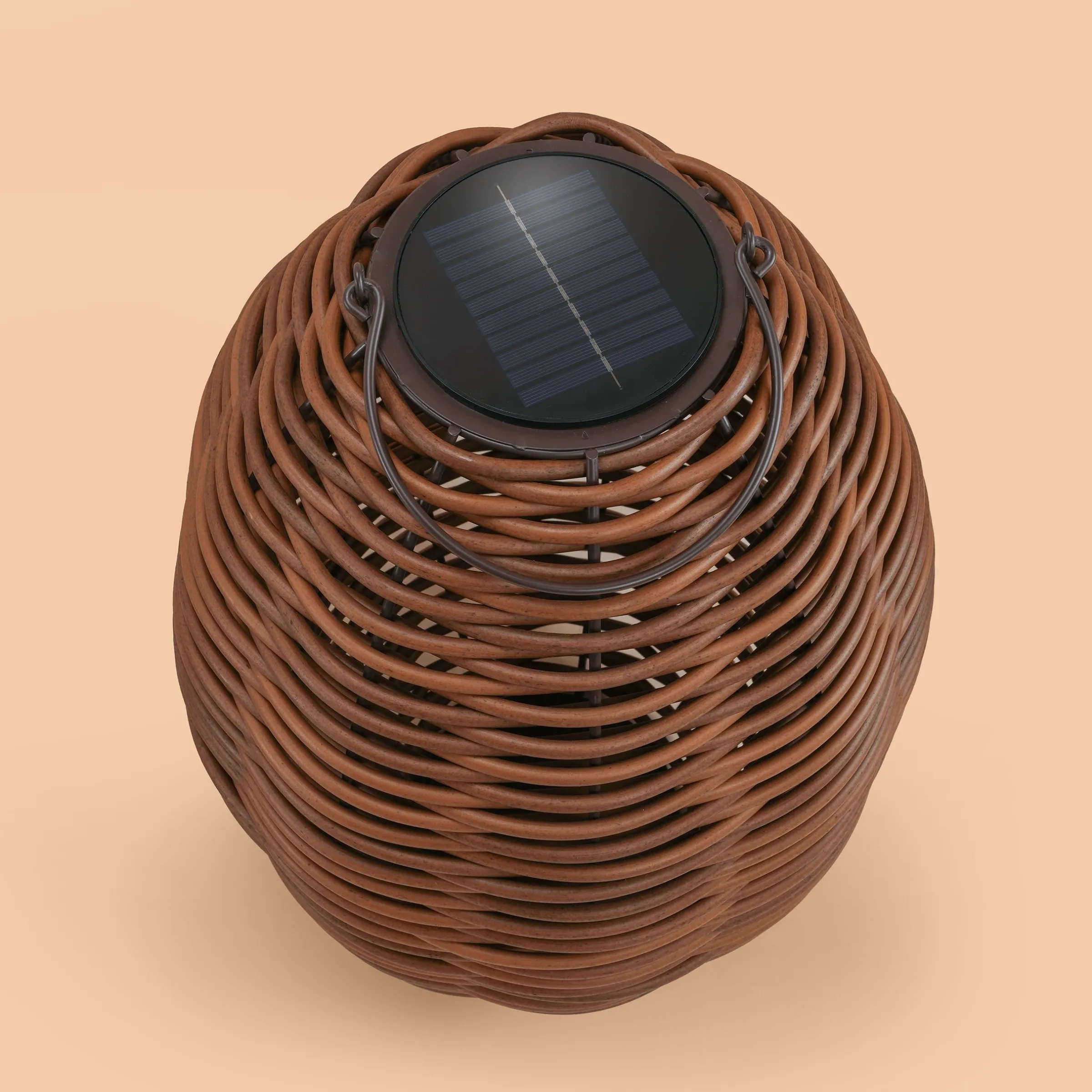 Solar Rattan Windlicht Victoria 60 cm, braun