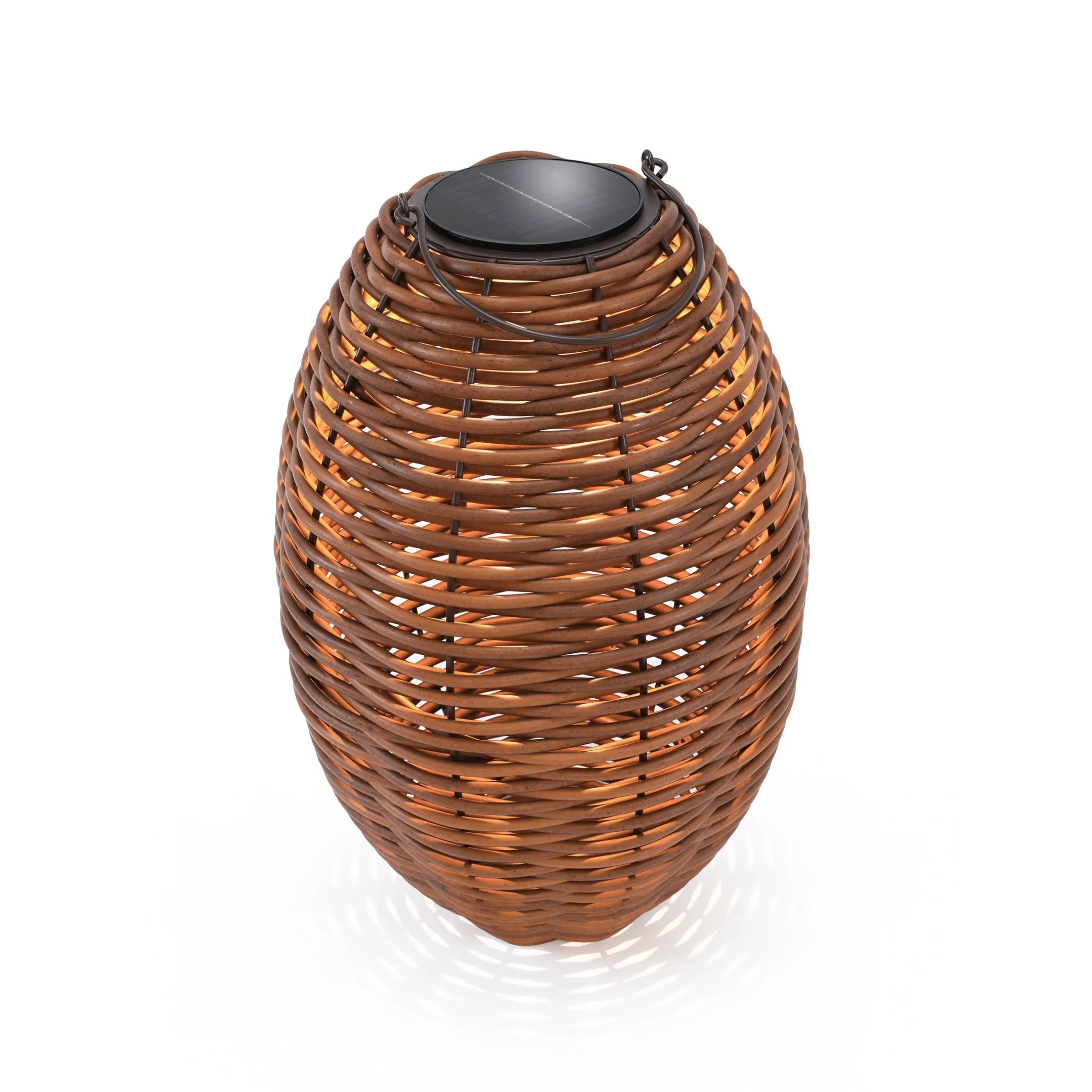 Solar Rattan Windlicht Victoria 60 cm, braun