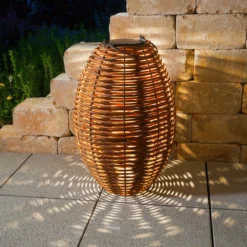 Solar Rattan Windlicht Victoria 60 cm, braun