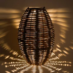 Solar Rattan Windlicht Victoria 60 cm, braun