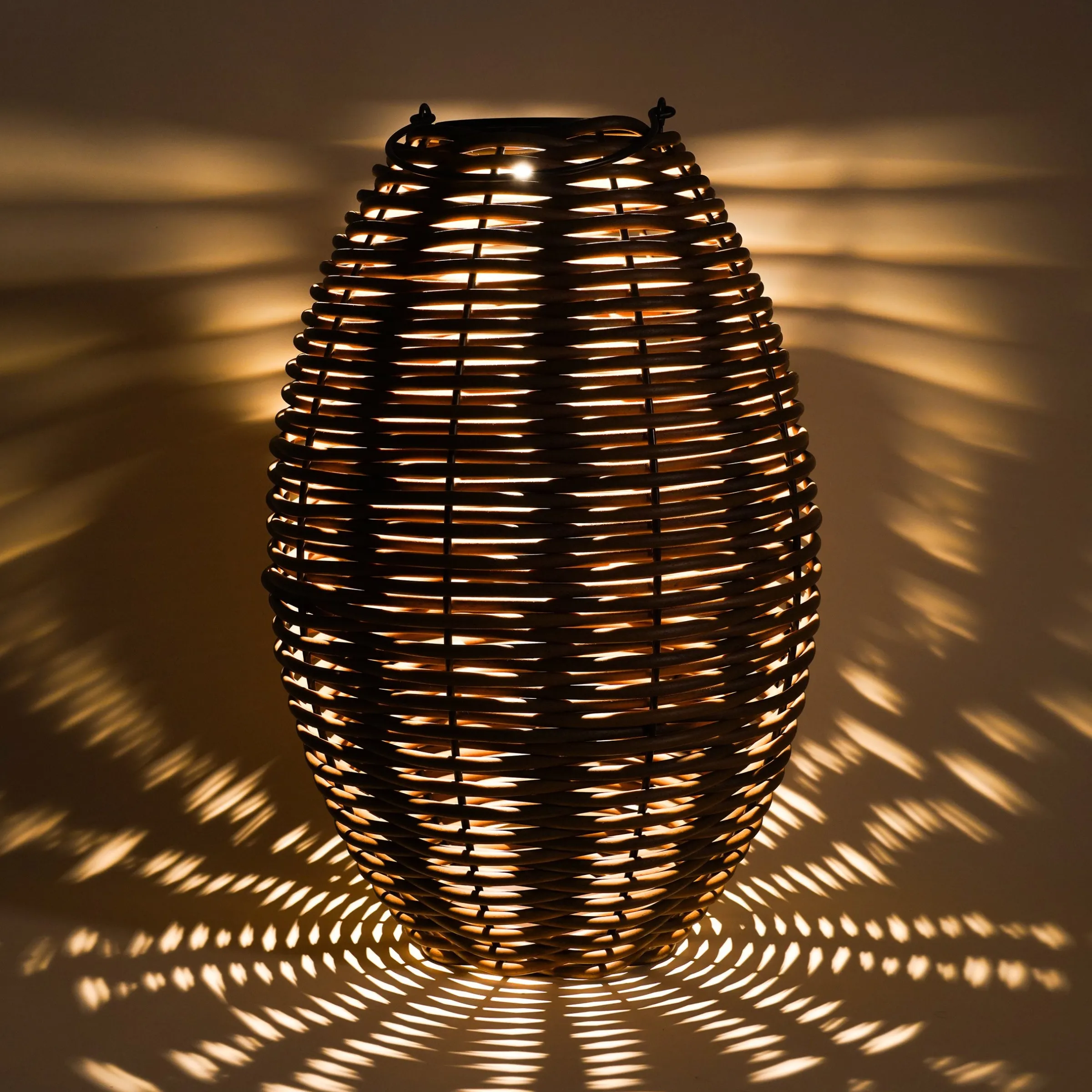 Solar Rattan Windlicht Victoria 60 cm, braun