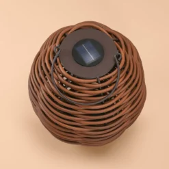 Solar Rattan Windlicht Victoria 30 cm, braun