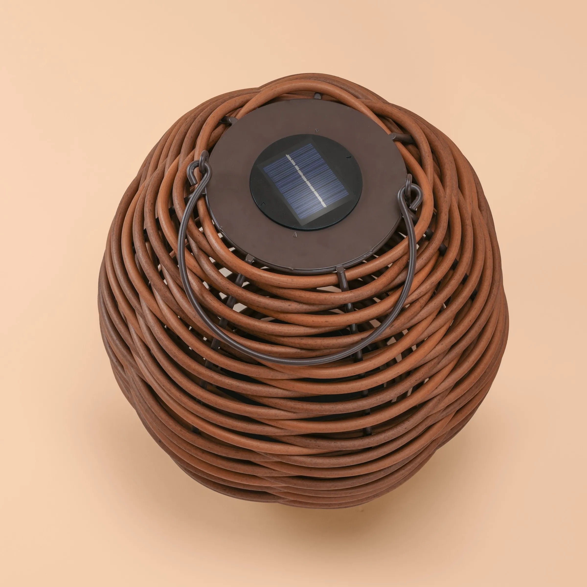 Solar Rattan Windlicht Victoria 30 cm, braun