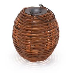 Solar Rattan Windlicht Victoria 30 cm, braun