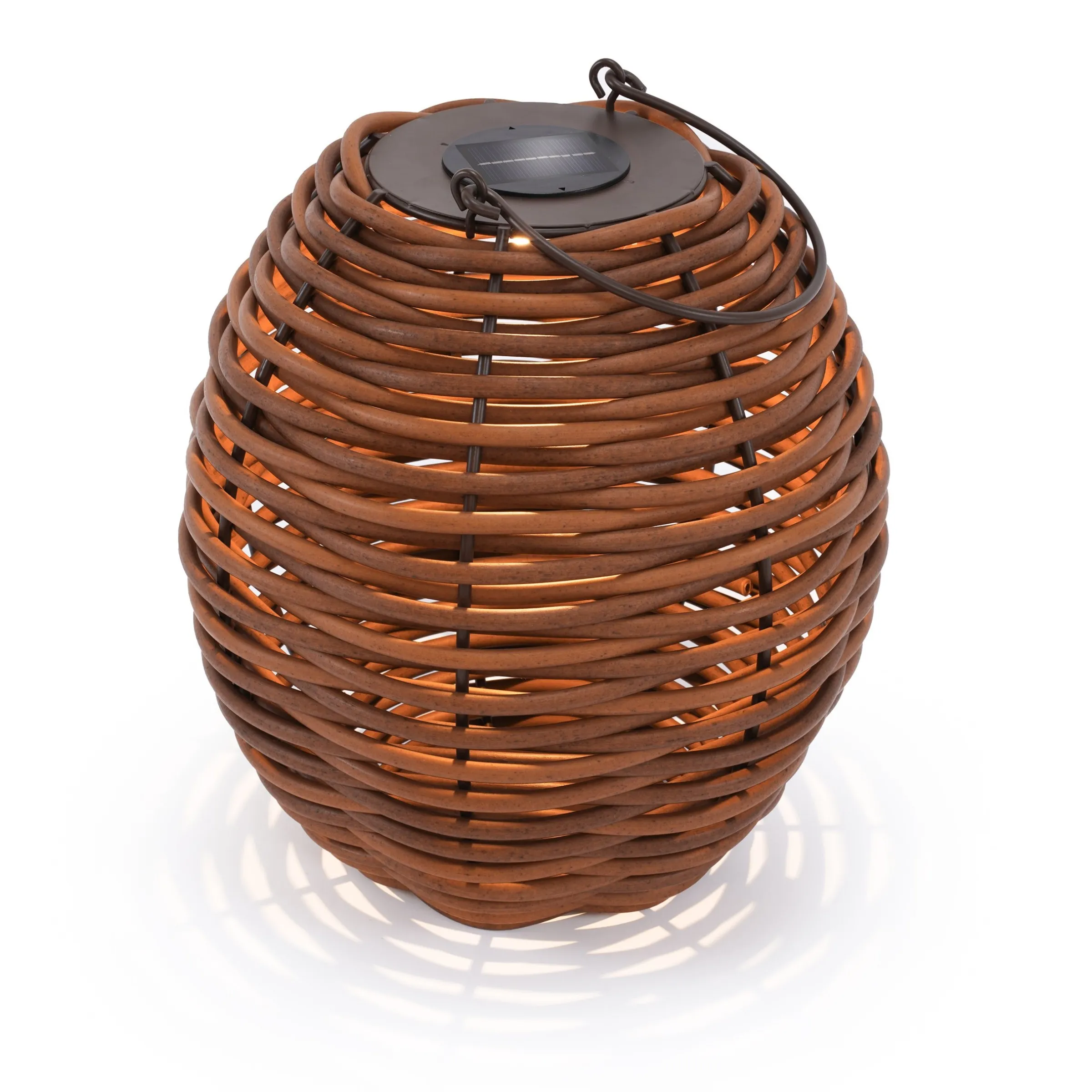 Solar Rattan Windlicht Victoria 30 cm, braun