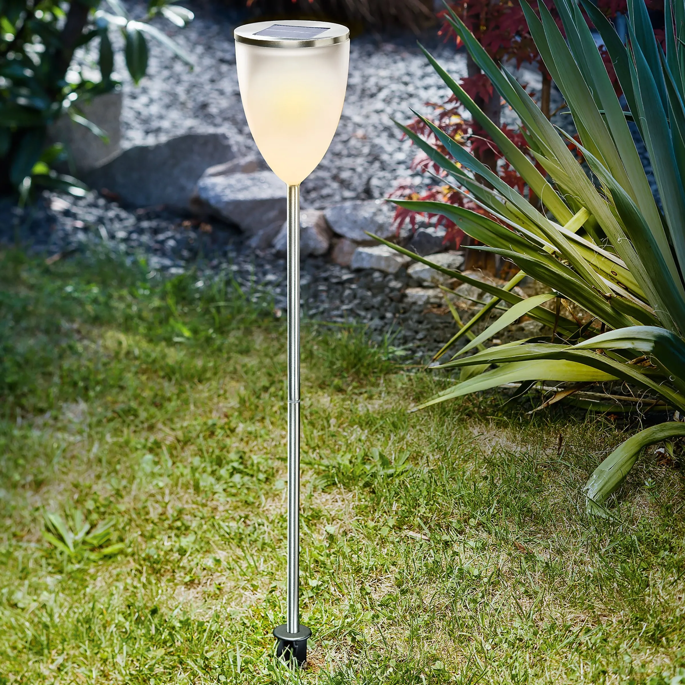 Solar Stableuchte Tropiclight 59 cm DuoColor Edelstahl