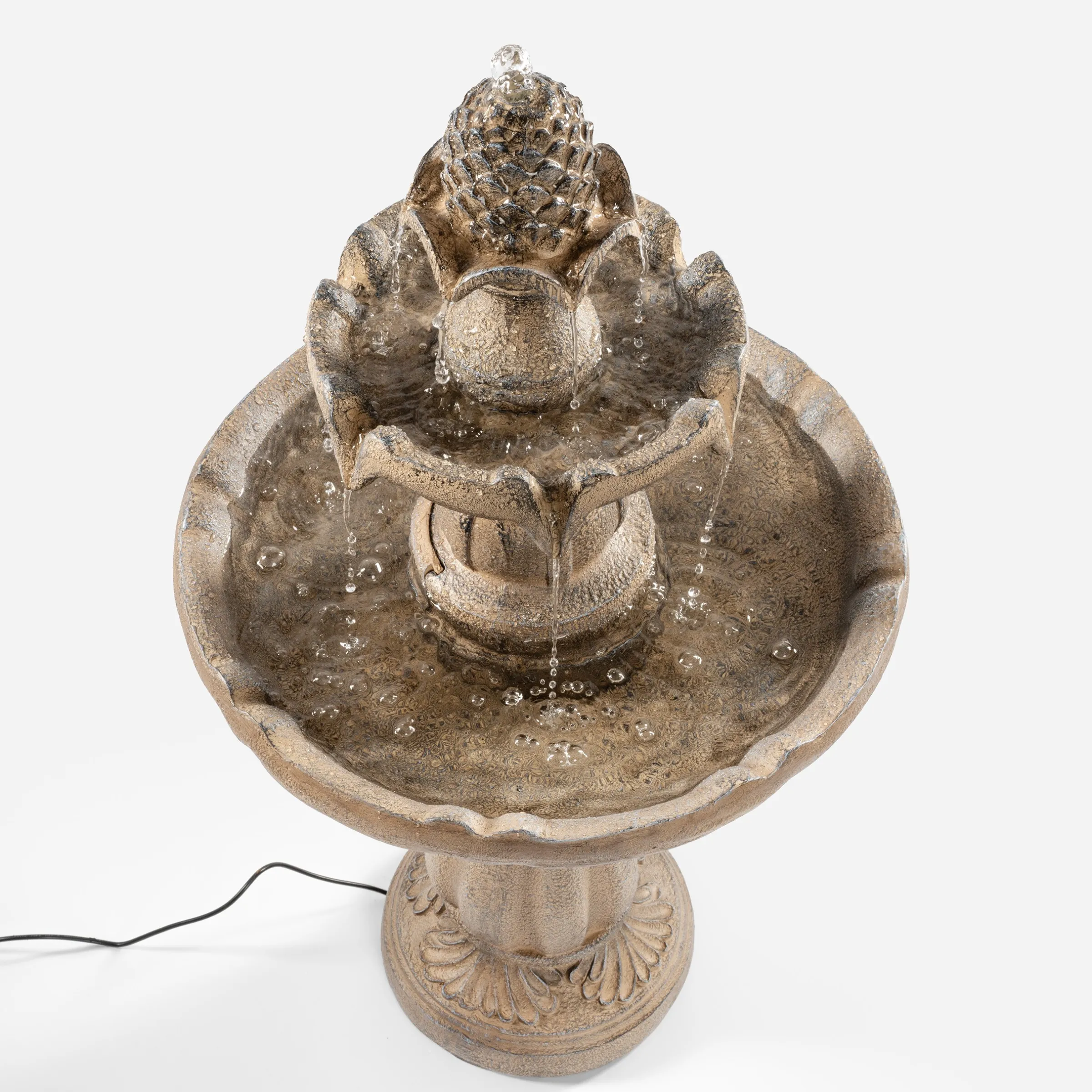 Solar Standbrunnen 83 cm mit dreifach Wasserspiel