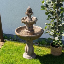 Solar Standbrunnen 83 cm mit dreifach Wasserspiel