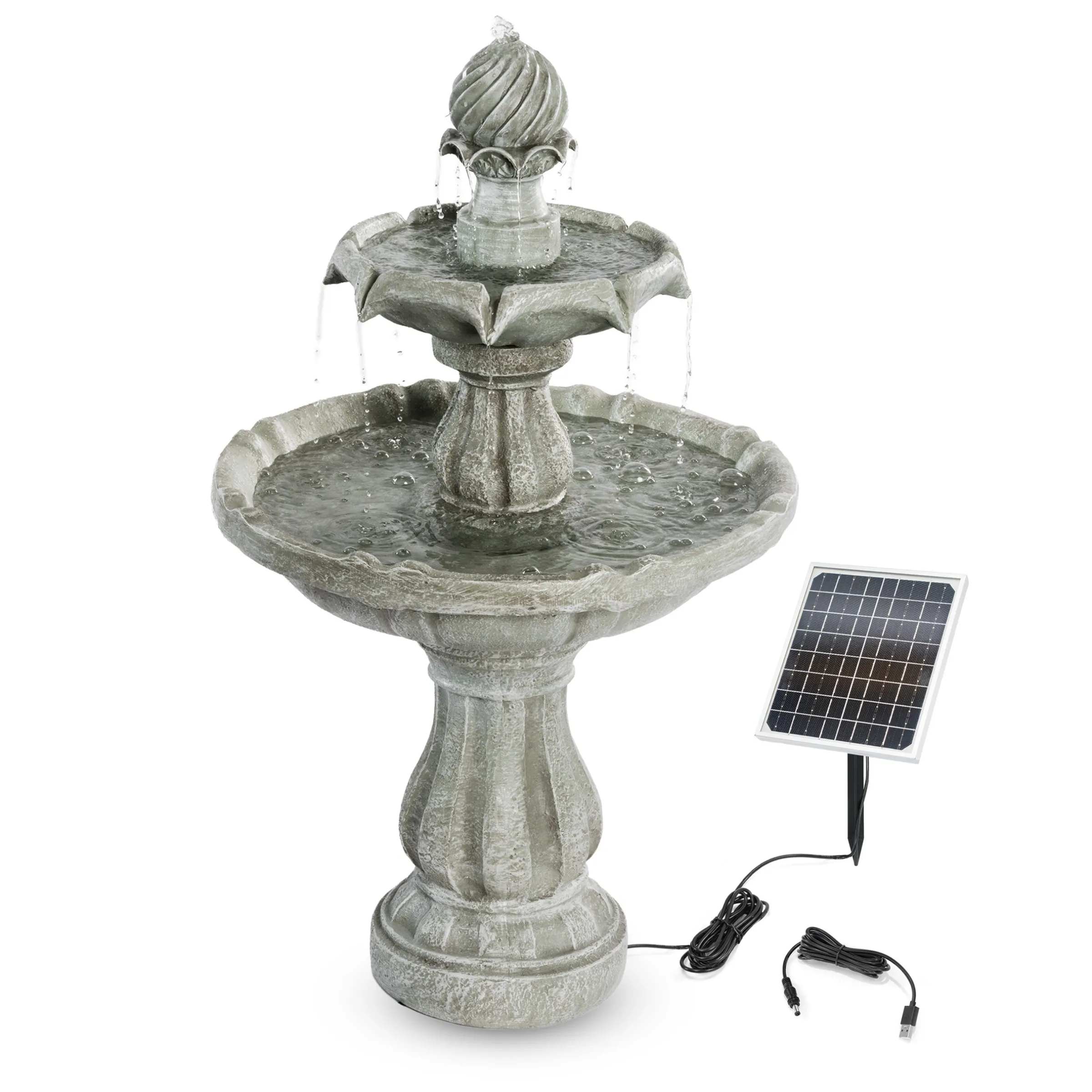 Solar Standbrunnen 93 cm mit dreifach Wasserspiel